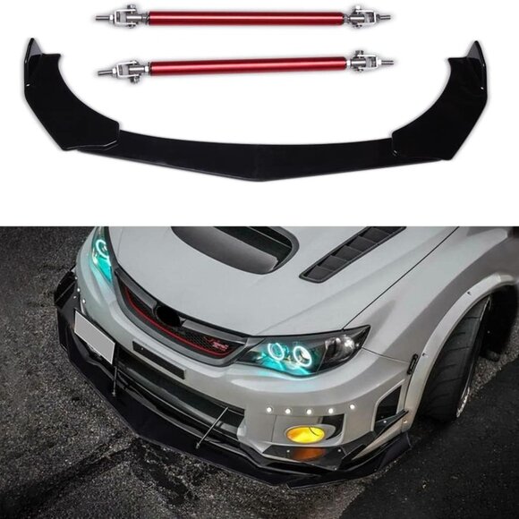 DREAMIZER Universal Front Bumper Lip Strut Rod Spoiler Wing Wide Body Kit Spoile - Picture 1 of 8